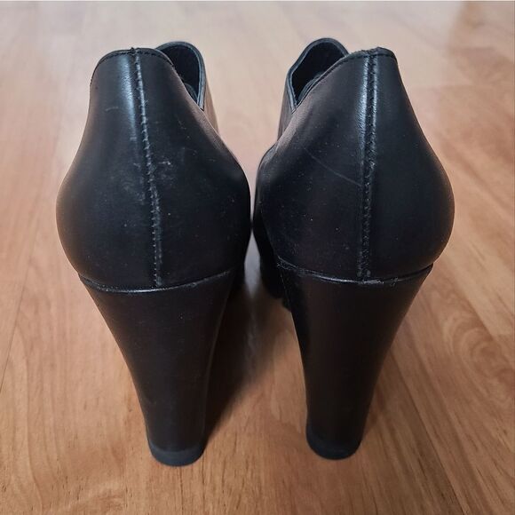 Jonak Paris Black Leather Monk Strap Platform Wedge Oxfords 39 - Picture 5 of 9